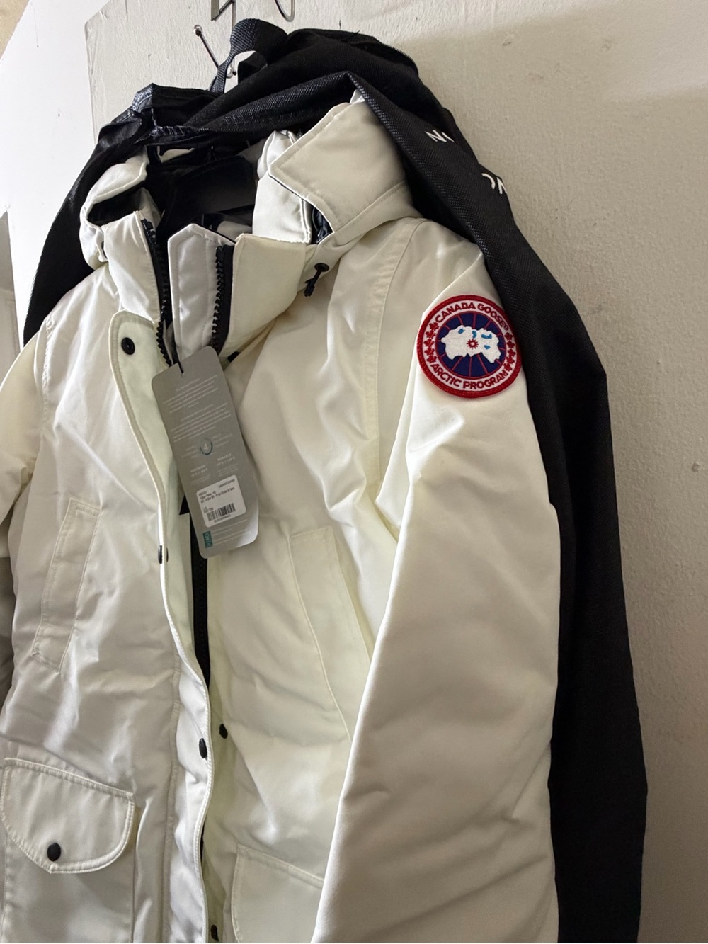 Canada Goose White and Black Insulated Parka with Hood - Picture 2 of 7